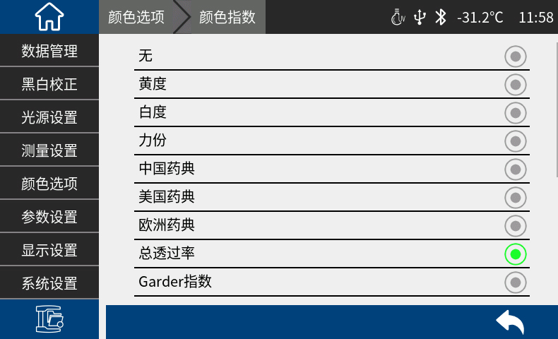 液體色度儀TS4020色度指標界面